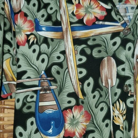 Island Candy Aloha Outrigger Canoe Paddle Aloha Shirt S - Picture 2 of 5